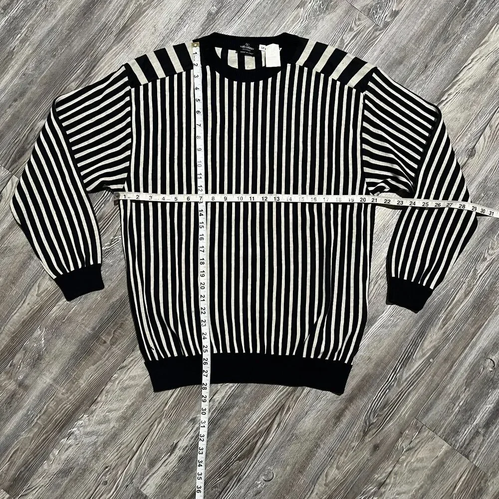 Valentino Boutique Italy Striped Knit Sweater 54 XL Wool Cotton - Picture 7 of 11
